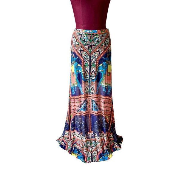 Anthropologie Farm Rio Maxi Skirt size M Multicolor Elephants - Picture 1 of 8